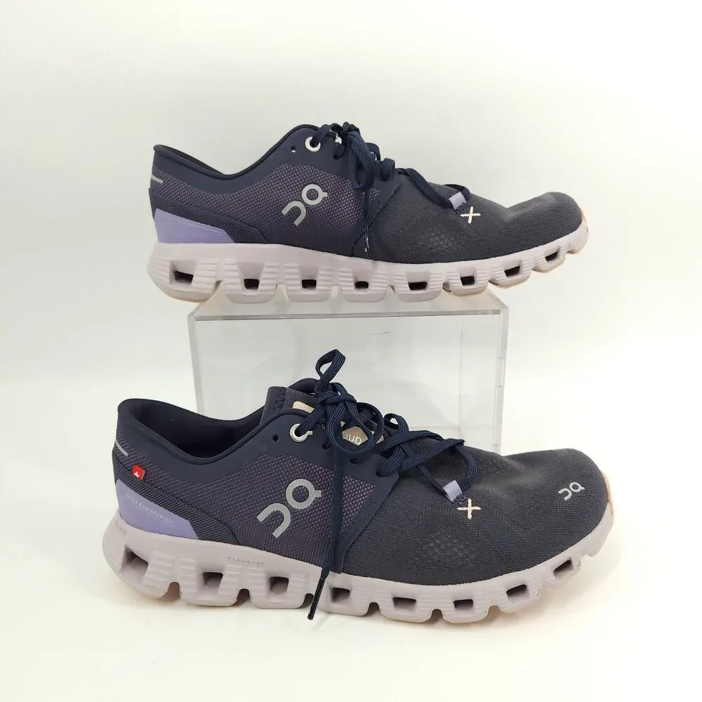 On Running Cloud X 3 Shoes Women Size 9 60.98097 Purple Mesh Running